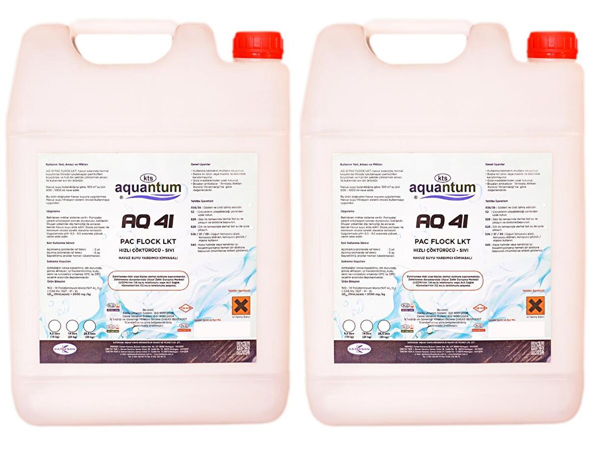 2 ADET Aquantum 20 Kg (40 KG) Hızlı Çöktürücü Sıvı - Liquid Flocculant-ToptancıyızBiz